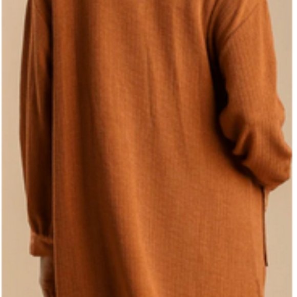 UMGEE Boho Waffle Weave Long Coat Frayed Edges Rust Oversize Fall, sz L-1X NOTE - Picture 12 of 14